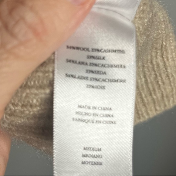 Rails Turtleneck Sweater Wool Cashmere Silk Blend Women Medium Tan Long Sleeve - Picture 6 of 7